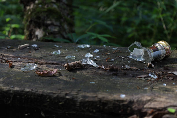 istock broken glass bottle in the park, resting place in the forest 1471451163