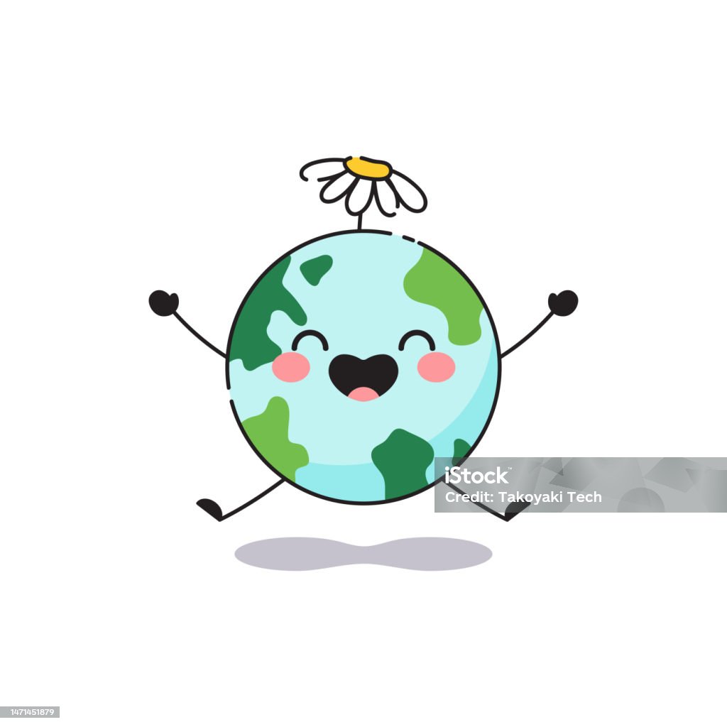 Hành Tinh Vui Vẻ Trái Đất Nhảy Lên Hình Minh Họa Dễ Thương Của ...