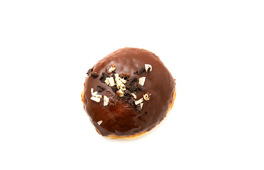 Chocolate donuts on white background