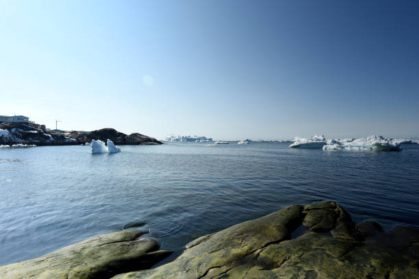 icebergs do ártico no oceano ártico, fiorde de gelo de ilulissat na groenlândia - oceano antártico - fotografias e filmes do acervo