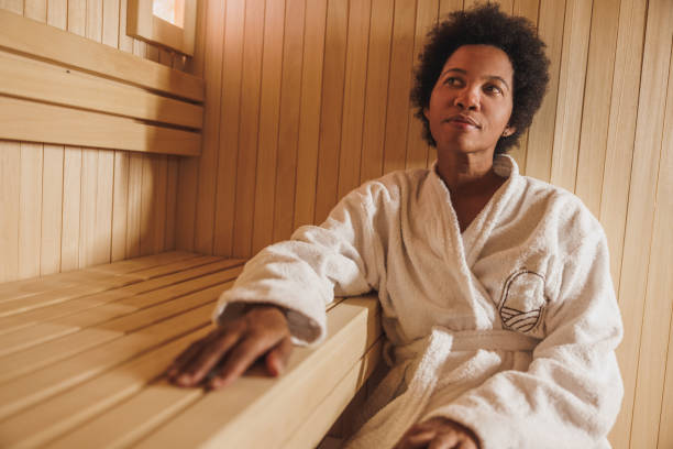 istock Black Woman In A Sauna 1471458864