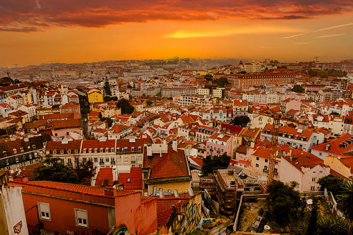 aerial view over the rooftops of Lisbon