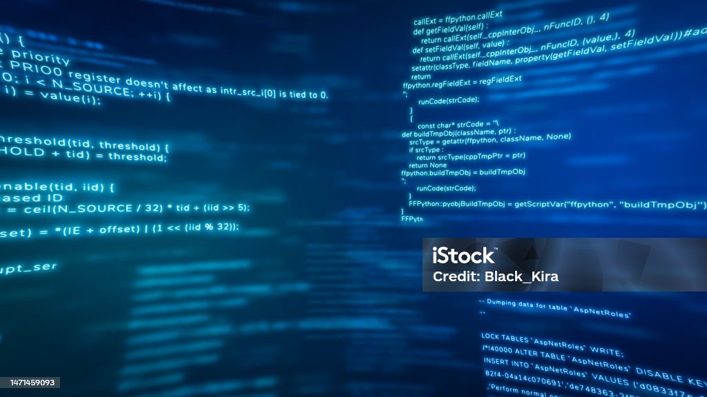 Software Development Writing Programming Code Monitor Cyber Security ...