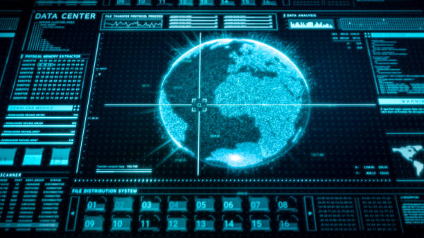 Futuristic digital cyber security data center user interface screen background, hi-tech holographic big data analysis head up display dashboard, artificial intelligence network technology 3d rendering fondo de pantalla de la interfaz de usuario del centro de datos de seguridad cibernética digital futurista, panel de visualización de cabeza de análisis de big data holográfico de alta tecnología, tecnología de red de inteligencia artificial represen