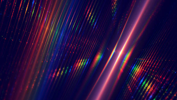 glitch prism effet abstrait technologie futuriste fibre optique flèche laser néon led lumière fond connexion communication vitalité répétition variation violet bleu spectre coloré surréaliste motif arc-en-ciel image générée numériquement - video game flash photos et images de collection