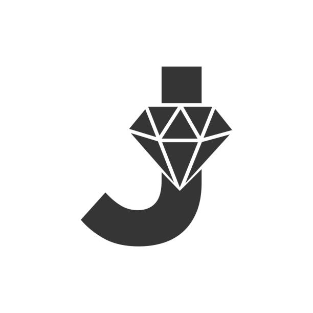 Letter J Diamond Logo Design. Jewelry Logo With Diamond Icon Vector Template Letter J Diamond Logo Design. Jewelry Logo With Diamond Icon Vector Template crystal letter j stock illustrations
