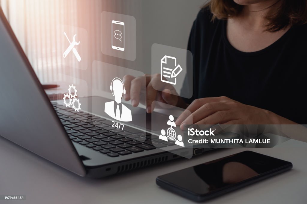 Images Customer Service Computer Technical Support Customer Service Concept Woman Hand Using Computer ...