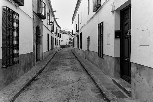 Almagro. Spain. - March 26, 2022: Typical street in the old town of Almagro. Spain.