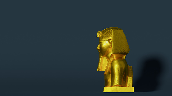 Amenhotep III , 3d rendering of a public domain ancient egypt statue. Egyptian culture and mythology, abstract art poster of an ancient scultpure