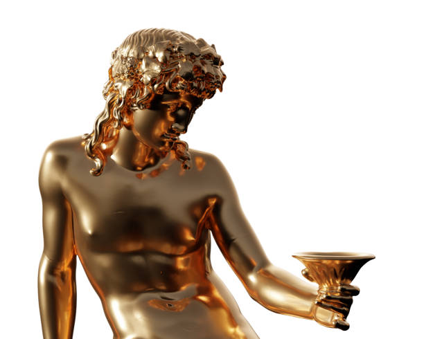 Statue of Bacchus, god of wine, 3d rendering of a public domain art piece. Ancient greek mythology objects recycled in modern visual concept, isolated in golden color Statue of Bacchus, god of wine, 3d rendering of a public domain art piece. Ancient greek mythology objects recycled in modern visual concept, isolated in golden color public domain images stock pictures, royalty-free photos & images