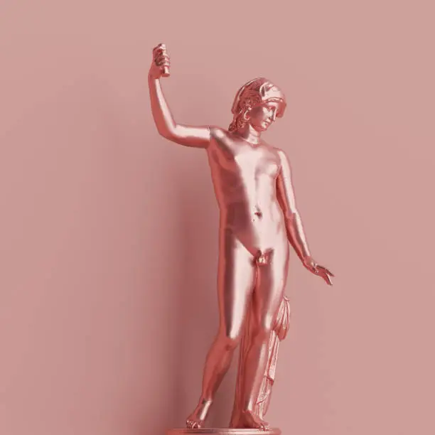 Statue of Hermaphroditus, 3d rendering from a public domain ancient sculpture. Ancient gender neutral mythic symbol