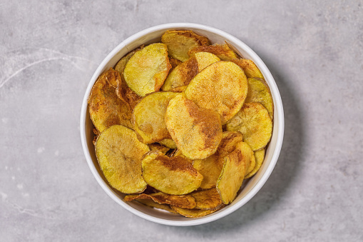 Fresh salty homemade potato chips