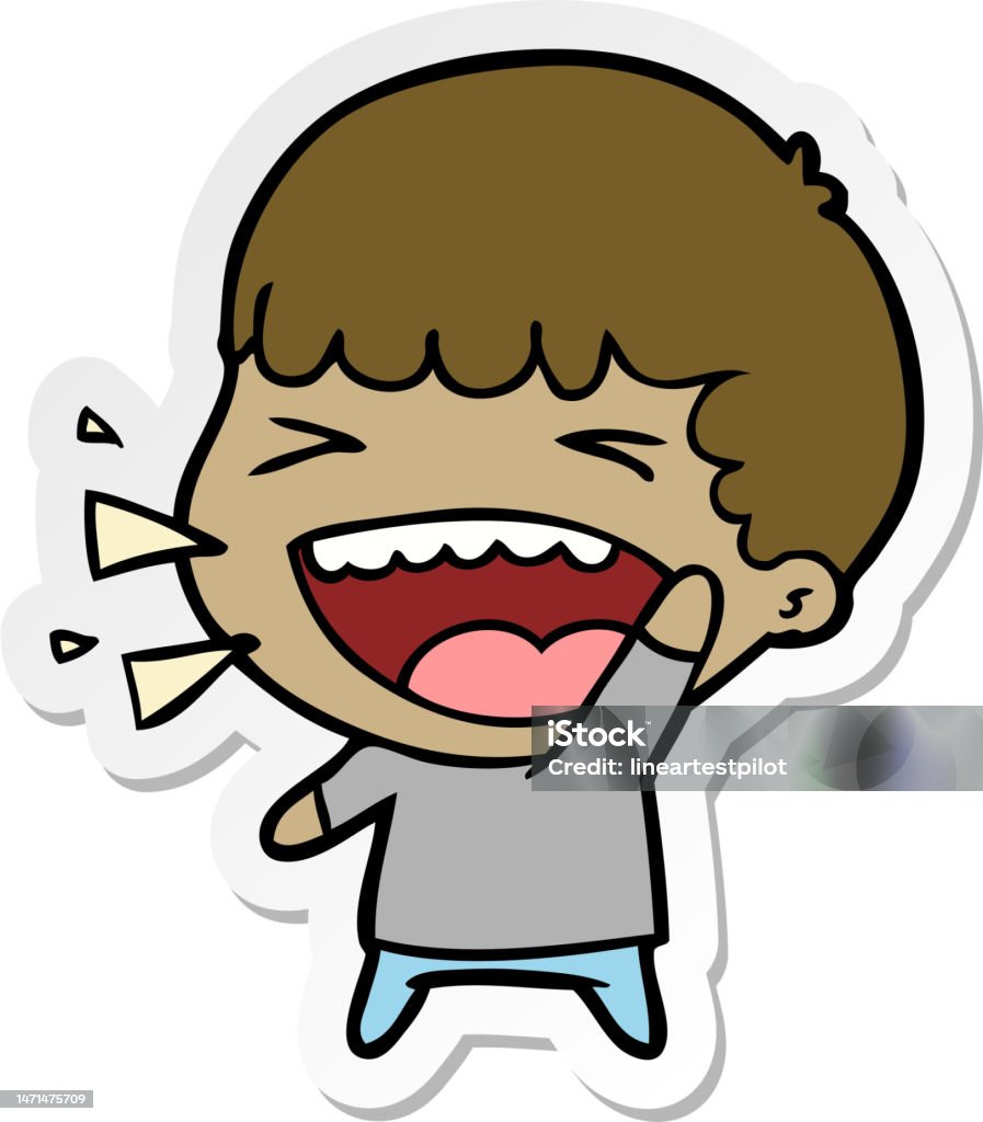 Nhãn Dán Của Một Người Đàn Ông Cười Hoạt Hình Hình minh họa Sẵn có ...