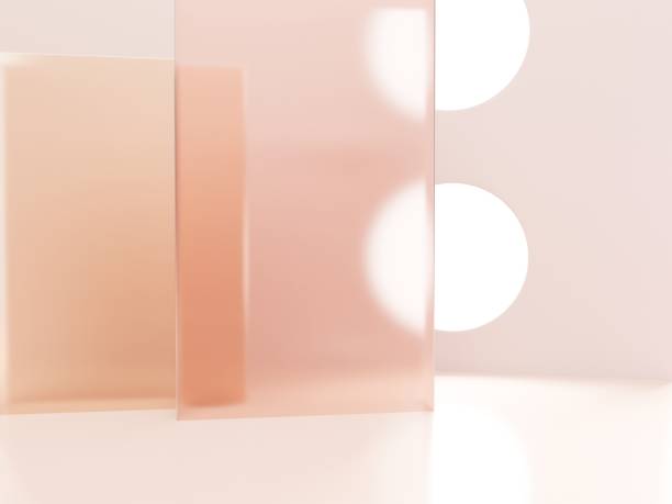 istock 3D Rendering Minimal Studio Shot Pastel Color Transparent Acrylic Board and Round Window with Sunlight Product Display Background for Fashion, Cosmetics and Trendy Products. 1471480957