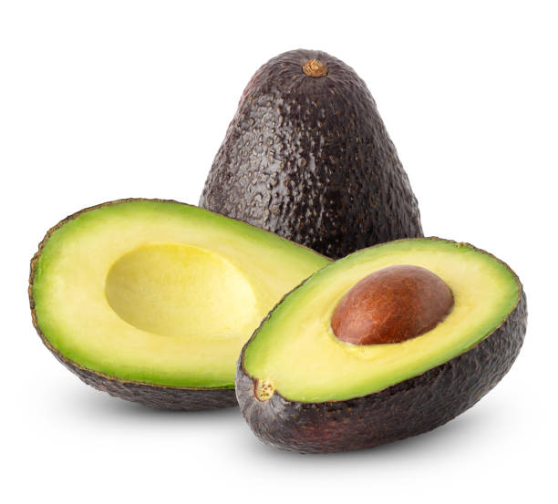istock Isolated avocado. Whole avocado fruit and cut with half isolated on white background 1471481706