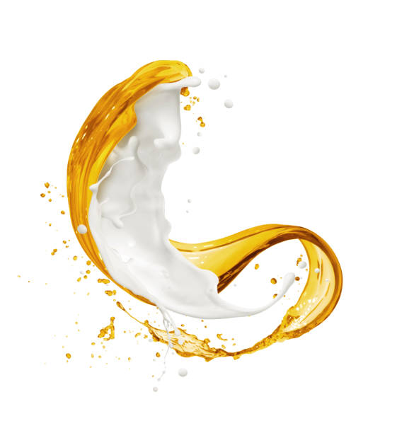 istock Oily and dairy splashes isolated on a white background 1471482208