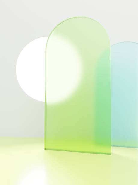 istock 3D Rendering Minimal Studio Shot Pastel Color Transparent Acrylic Board and Round Window with Sunlight Product Display Background for Fashion, Cosmetics and Trendy Products. 1471482388