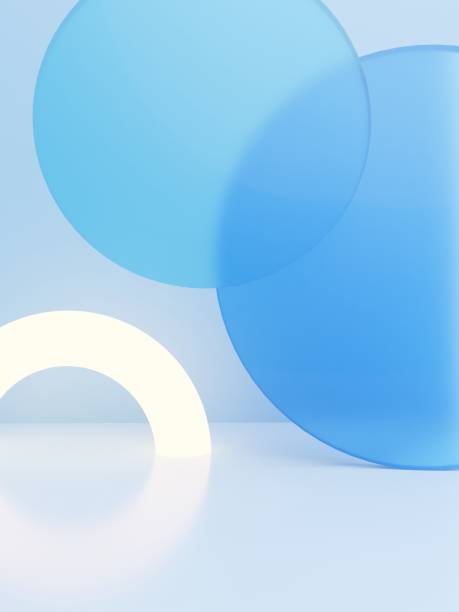 istock 3D Rendering Minimal Studio Shot Pastel Color Transparent Acrylic Board and Round Window with Sunlight Product Display Background for Fashion, Cosmetics and Trendy Products. 1471482445