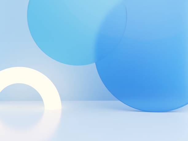 istock 3D Rendering Minimal Studio Shot Pastel Color Transparent Acrylic Board and Round Window with Sunlight Product Display Background for Fashion, Cosmetics and Trendy Products. 1471482470