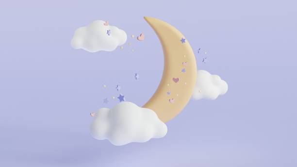 istock Beautiful moon cloud, great design for any purposes. 3d illustration. Concept art. 1471484001