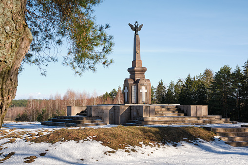 Brilevskoe field. The site of the battle between Russian and French troops under the leadership of Napoleon Bonaparte on the Berezina river in 1812. Borisov, Belarus.