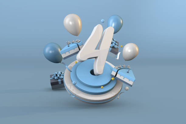 istock Number 4 a blue birthday celebration. 3d render 1471485587