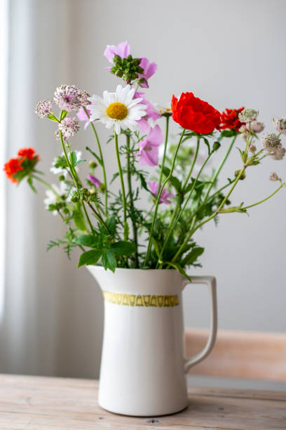 garden flower bouquet on a rustic table