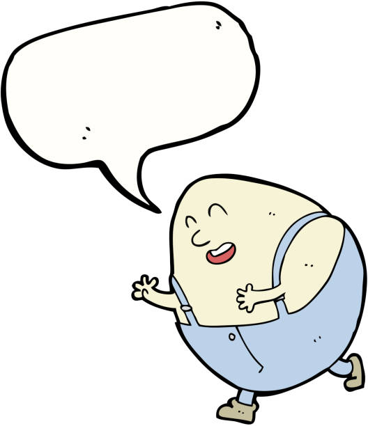 illustrazioni stock, clip art, cartoni animati e icone di tendenza di fumetto humpty dumpty uovo con fumetto carattere - humpty dumpty nursery rhyme cartoon drawing