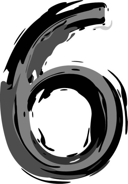 istock Calligraphic paint number six. 6 ink brush lettering. 1471492798