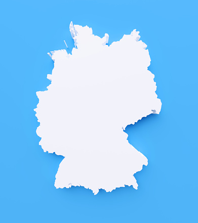 International border of Germany  on blue background. Vertical composition.