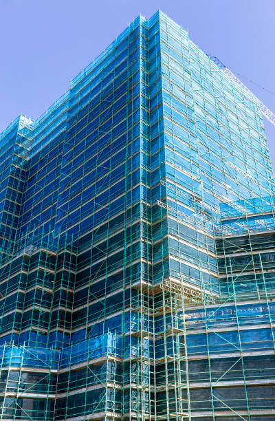 istock Construction of modern apartment building, background with copy space 1471494280