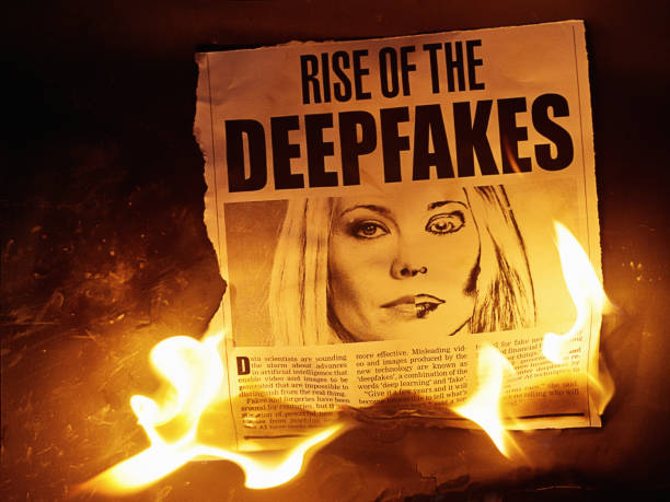 hořící novinové výstřižky o deepfakes - hospodářský zločin fotky - stock snímky, obrázky a fotky