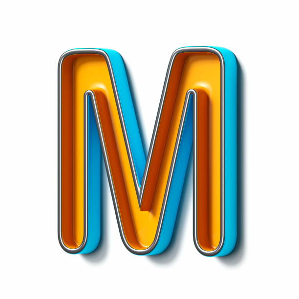 istock Orange blue thin metal font Letter M 3D 1471501753