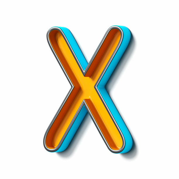istock Orange blue thin metal font Letter X 3D 1471501809