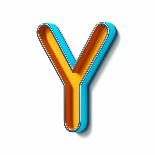 istock Orange blue thin metal font Letter Y 3D 1471501823