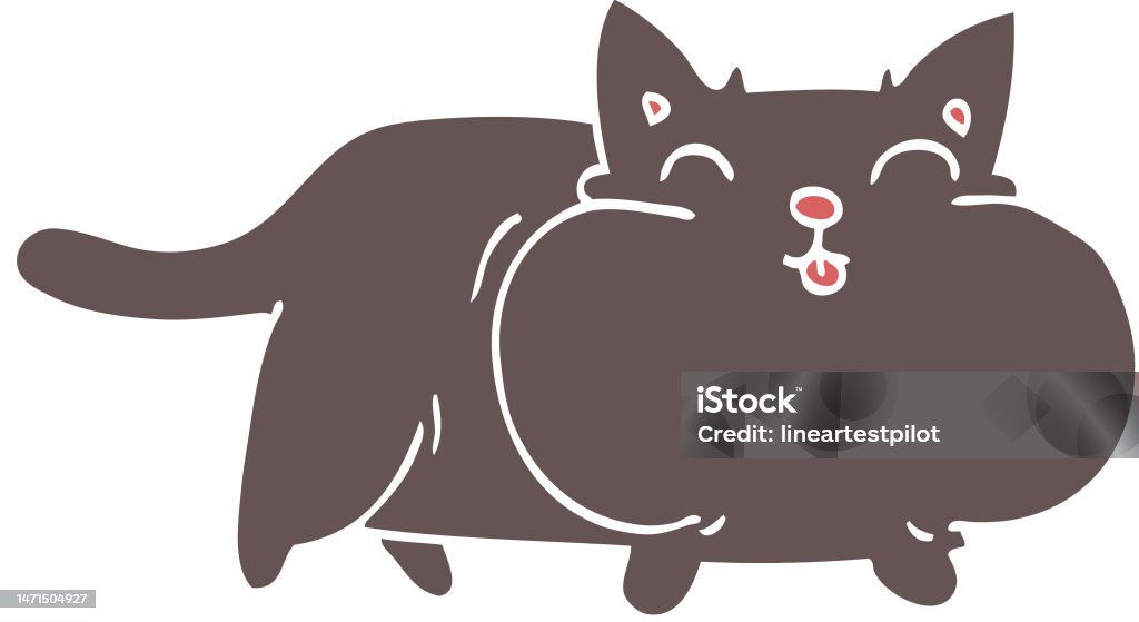 Fat Cat Vector File Cartoon Doodle Fat Cat Stock Illustration - Download Image Now - Animal ...