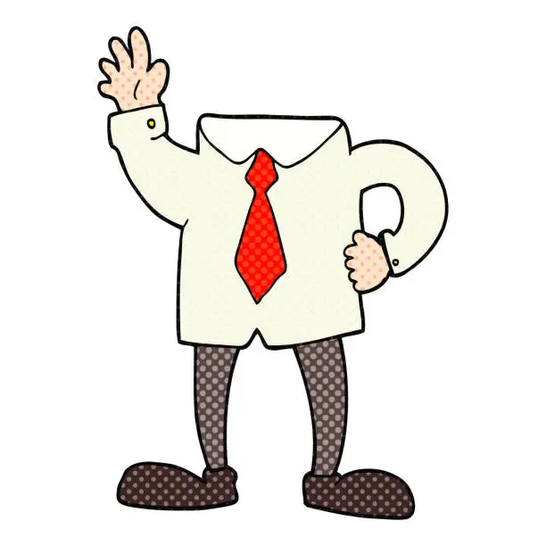 Vector illustration of freehand drawn cartoon headless businessman