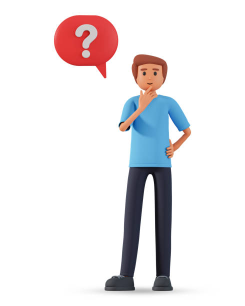 istock 3D illustration of young man and question mark in speech bubble. Thinking man character hold his hand on chin and question mark in speech bubble appear above his head 3d illustration 1471507313