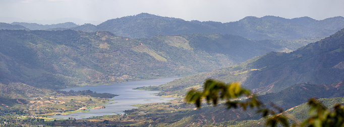 Panoramic view of Canoabo Valley on a sunna day. Altos de Carabobo, Venezuela. View from Hummingbird Sanctuary.