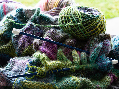 Knitting and balls of wool