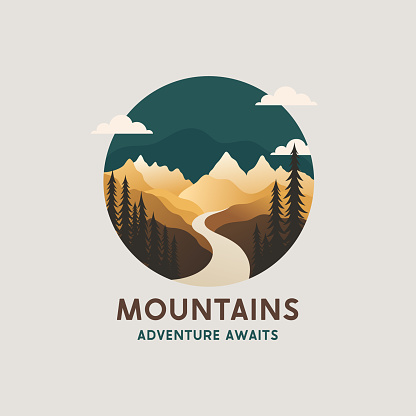 Mountain background vector. Minimal landscape flat sign. Vector illustration