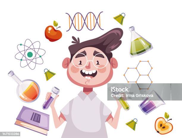 어린이 과학자 실험실 화학 과학 실험 배너 포스터 개념 벡터 그래픽 디자인 그림 건강관리와 의술에 대한 스톡 벡터 아트 및 기타 이미지  - 건강관리와 의술, 검사-보기, 고등학교 이하 - Istock