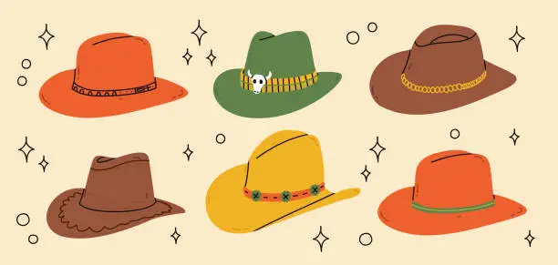 Vector illustration of Differents Ranch hats
