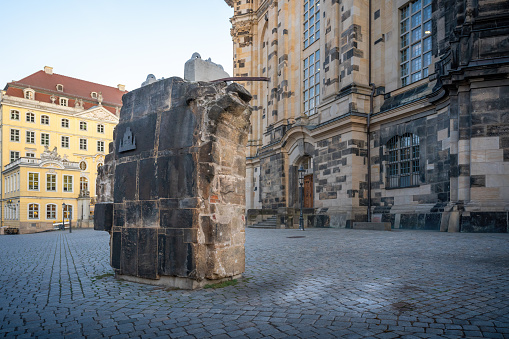 Dome fragment of the old Frauenkirche destroyed during World War II - Dresden, Soxony, Germany