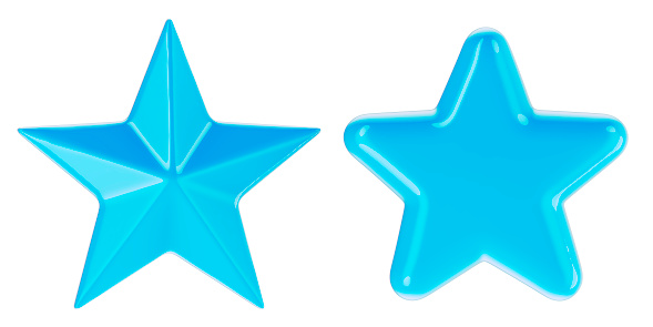Light Blue Stars, 3D rendering isolated on white background