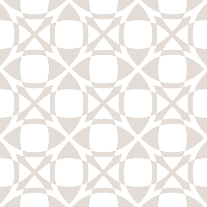 Subtle geometric seamless pattern. Vector texture with delicate grid, square net, mesh, lace, lattice. Simple abstract white and beige background, repeat tiles. Minimalist design for decor, prints