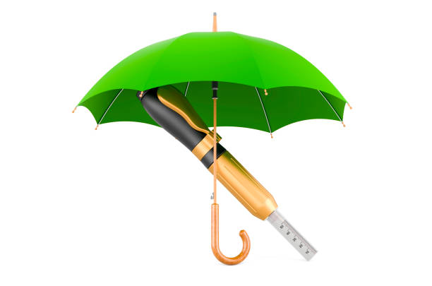Hyaluronic pen under umbrella, 3D rendering isolated on white background