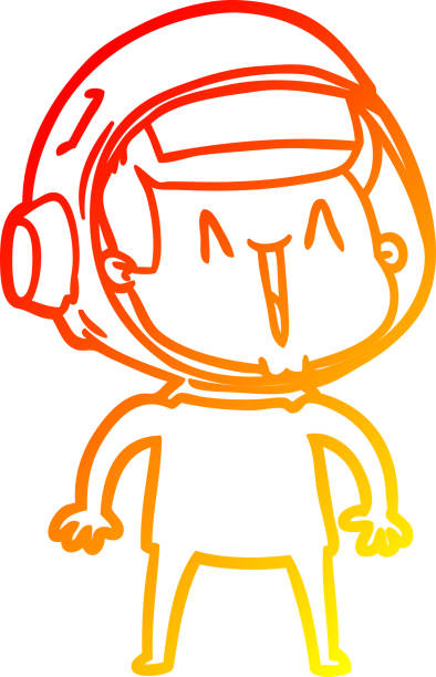 istock warm gradient line drawing of a happy cartoon astronaut 1471524460