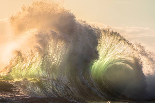 istock Powerful display of ocean waves colliding creating pattern in early morning golden light 1471529803
