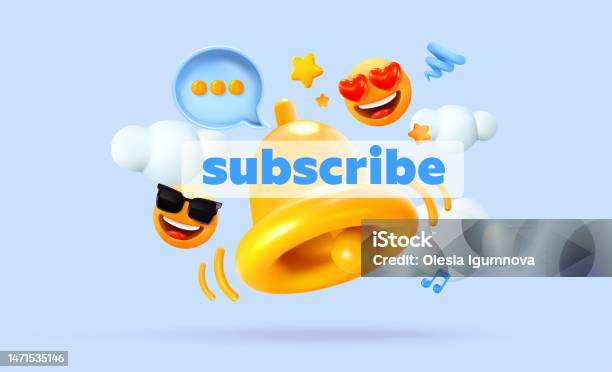 Bell Clicked Click On The Bell And Subscribe 3d Alert Stock Illustration - Download ...